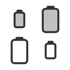 Pixel-perfect linear icon of  battery full discharge  built on two base grids of 32x32 and 24x24 pixels. The initial line weight is 2 pixels. In two-color and one-color versions. Editable strokes