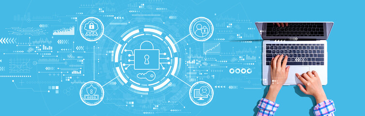 Data Security concept with person using a laptop