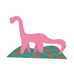 Cute pink dinosaur. Hand-drawn dinosaur, children's illustration for books, postcards, T-shirts