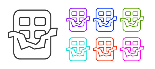 Black line Chocolate bar icon isolated on white background. Set icons colorful. Vector