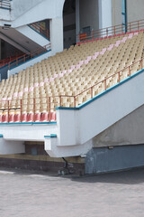 Empty stands of a football stadium during the off-season.