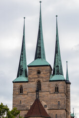 Fototapeta na wymiar Towers of the Severi church in Erfurt