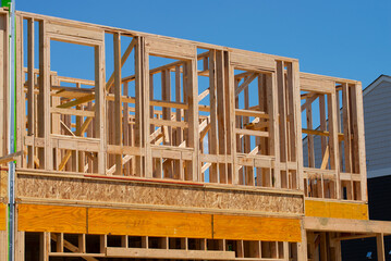 the frame of the second floor of a plywood house