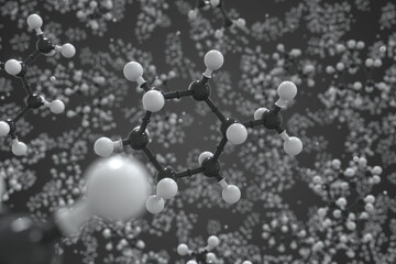 Methylcyclohexane molecule made with balls, conceptual molecular model. Chemical 3d rendering