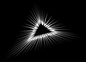 White pattern on a black background with abstract rays of light. Modern abstract vector background
