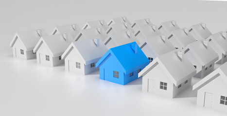 3d house icon - real estate search and sale - modern minimalist concept - choose, find and buy a house - 3d rendered illustration