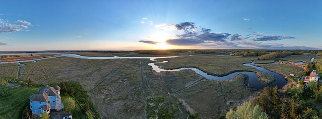 Panoramic of the marshes and Hammonasset River