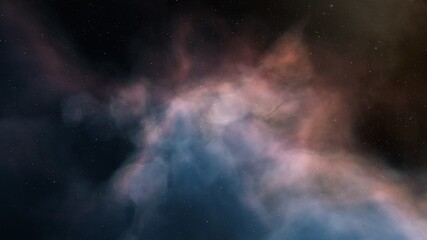 Beautiful nebula in cosmos far away 3d rendering