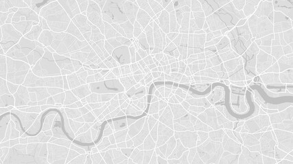 White and light grey London city area vector background map, streets and water cartography illustration. - obrazy, fototapety, plakaty