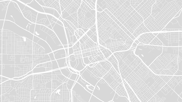 White grey Dallas city area vector background map, streets and water cartography illustration.
