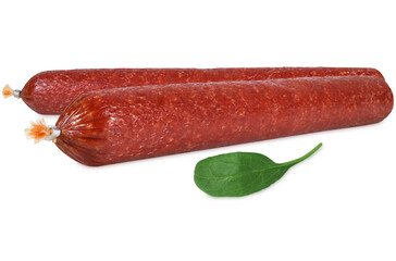 Salami smoked sausage isolated on white background