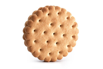 Round cracker with filling isolated on white background, clipping path