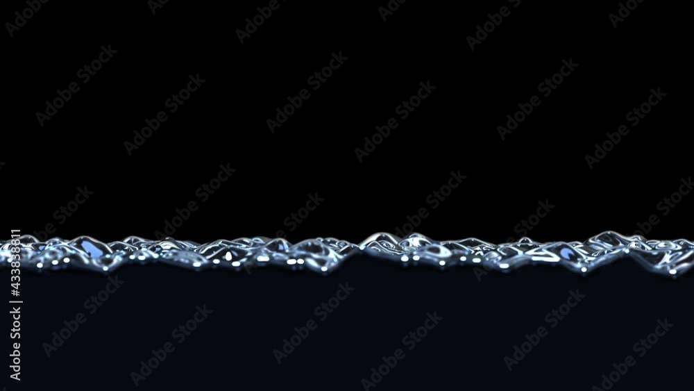 Poster realistic looping 60 fps 3d animation of the dark water splashing against black screen rendered in u