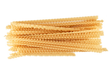 Pasta, macaroni, spaghetti isolated on white background close up, flat lay, clipping path