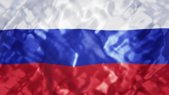 Realistic looping slow motion 3D animation of the national flag of the Russian Federation rendered in UHD