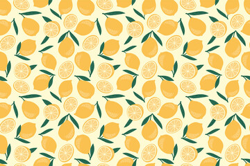 Vector seamless pattern with lemons and limes. Trendy hand drawn textures. Modern abstract design