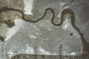 Power plant waste landfill aerial view
