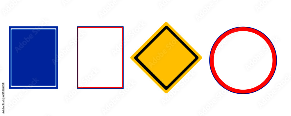 Wall mural Mockup for blank traffic sign.Flat style. Isolated on white background.Vectorel design EPS 10.