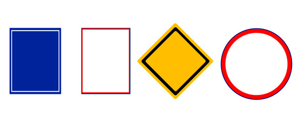 Mockup for blank traffic sign.Flat style. Isolated on white background.Vectorel design EPS 10.