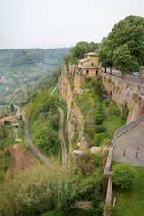 High stone walls of old medieval town of Orvieto in Umbria, Italy