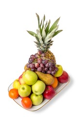 Fototapeta na wymiar Fruit basket. white background, white plate