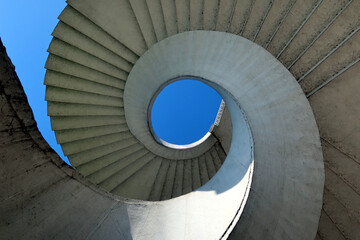 Spiral stairs abstract design. Round steps near the Gdanski bridge in Warsaw, Poland
