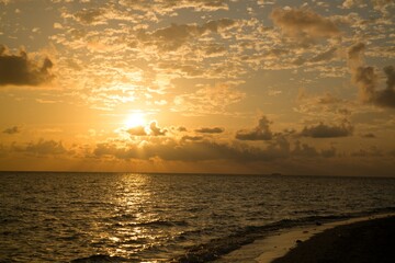 Sunrise over ocean in Feridhoo, Maldives