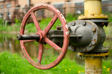 Red steering wheel of valve