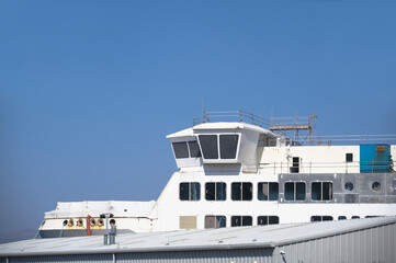 Ship Building and Crane in Port Glasgow Ferguson Shipbuilding Scaffold Dock Harbor Harbour