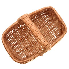 Wicker Picnic Gift Food Shopping Hamper Basket Isolated On White Background, Top View. Picnic Basket Isolated On White.