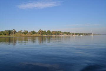A wonderful view of the Nile River and the clear sky from from Luxor Governorate, Egypt

