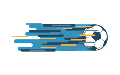 Flying soccer ball, blank template for your banner. Vector illustration