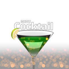 Clean Realistic Alcoholic Cocktail Vector illustration for Party in the club.