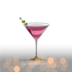 Clean Realistic Alcoholic Cocktail Vector illustration for Party in the club.