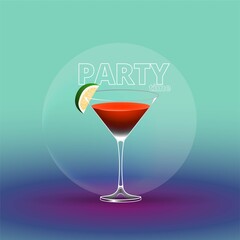 Clean Realistic Alcoholic Cocktail Vector illustration for Party in the club.