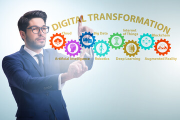 Businessman in digital transformation concept