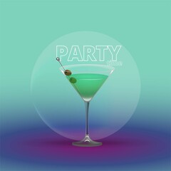 Clean Realistic Alcoholic Cocktail Vector illustration for Party in the club.