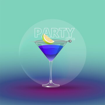 Clean Realistic Alcoholic Cocktail Vector illustration for Party in the club.