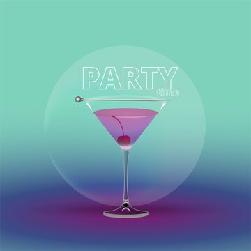 Clean Realistic Alcoholic Cocktail Vector illustration for Party in the club