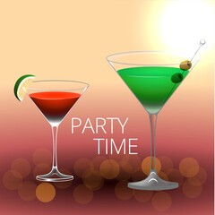 Clean Realistic Alcoholic Cocktail Vector illustration for Party in the club.