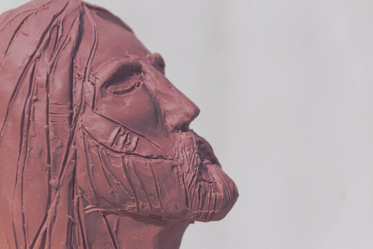 Jesus Christ face clay sculpture