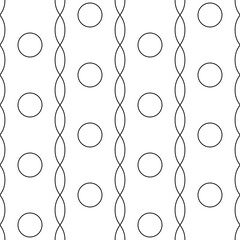 Circles and double seam pattern. Vector seamless and simple pattern.