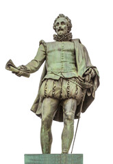 Obraz premium Miguel de Cervantes Saavedra statue. Erected in front of the Spanish Congress of Deputies, Madrid