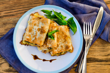 cottage cheese with spinach fried in pita bread