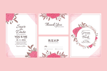 Wedding Invitation Card Template With Watercolor Floral Frame Decorations for wedding, bridal shower, baby shower, birthday party and memorable moment.