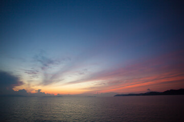 Fototapeta na wymiar Scenic landscape view of island during sunset