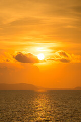 Scenic landscape view of island during sunset