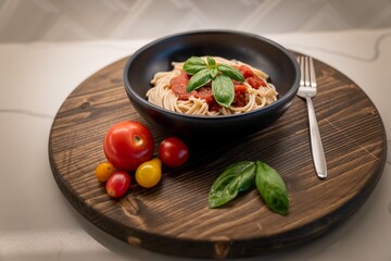 Pasta dish with basil whole foods