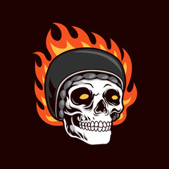 Skull biker flame