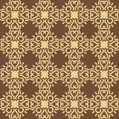 brown mandala art seamless pattern floral creative design background vector illustration